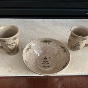 Hand Made and Painted Christmas Themed Pottery